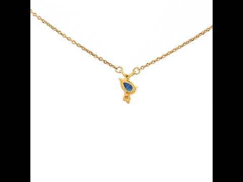 Pear Black Sapphire Necklace in Yellow Gold