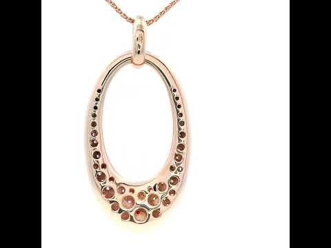 Natural Gemstone and Diamond Oval Pendant Set in Rose Gold