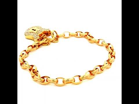 Fluted Padlock Belcher Bracelet in Yellow Gold