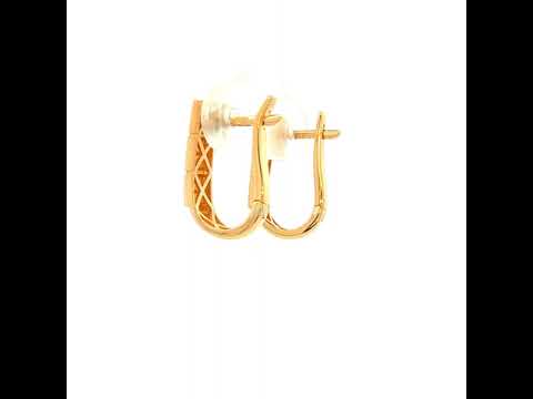 Oblong Lined Clip Earring in Yellow Gold