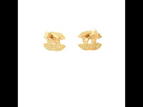 Large Chanel-Style Stud Earrings in Yellow Gold