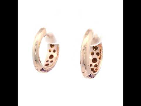 Natural Gemstone and Diamond Huggie Earrings set in Rose Gold