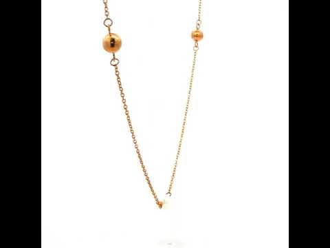 Freshwater Ball Pearl Necklet in Yellow Gold