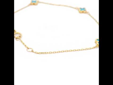 Designer 9CT Yellow Gold Turquoise Petal Bracelet