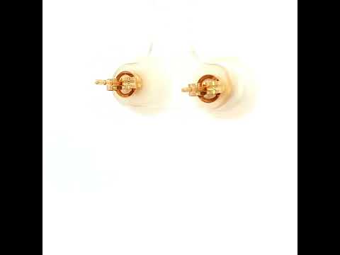 White Round Freshwater Pearl 12-12.5mm Earrings in Yellow Gold