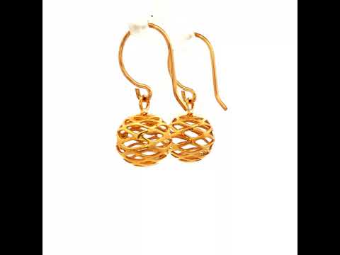 Filigree Ball Earrings in Yellow Gold