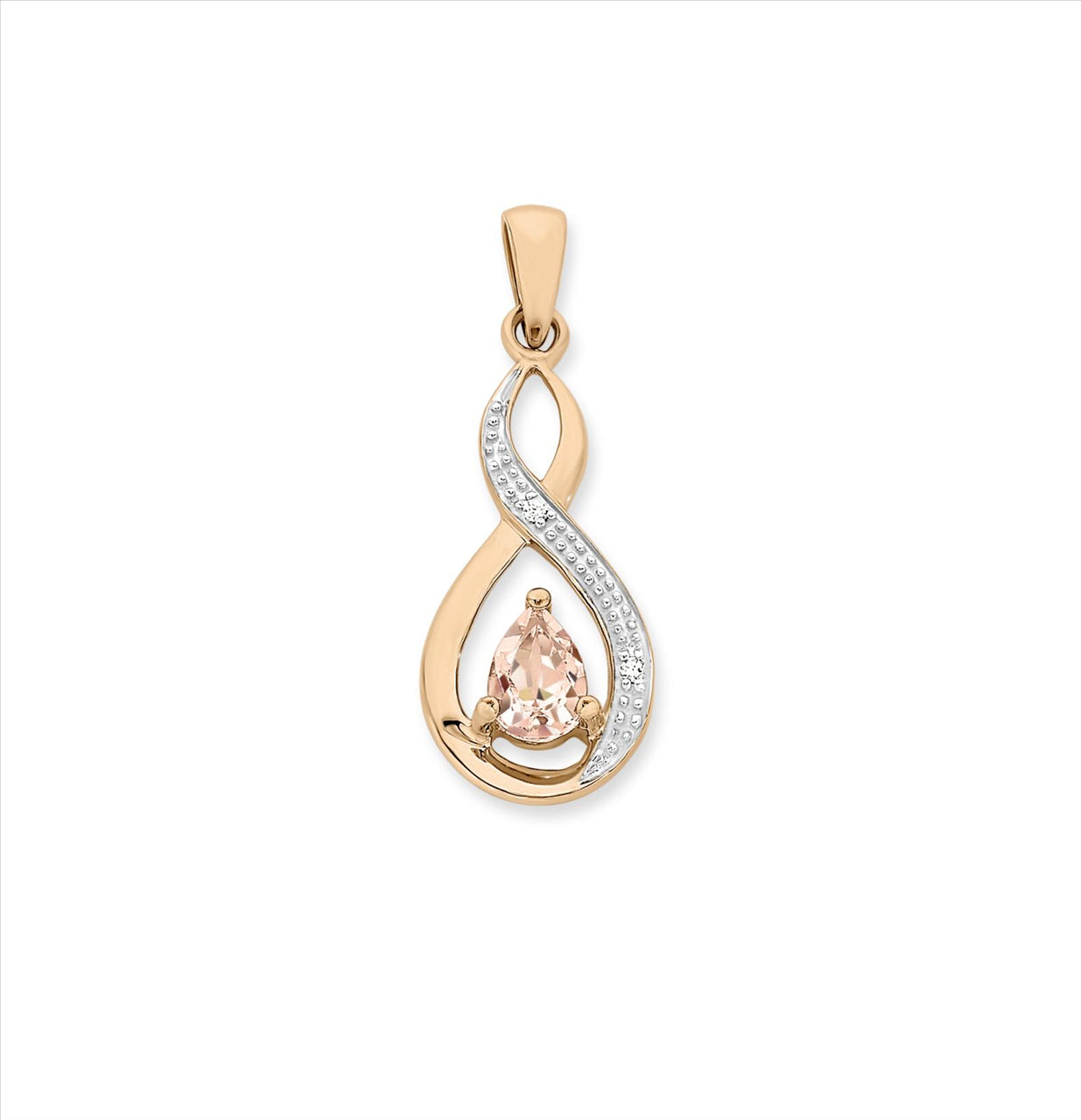 9ct Rose Gold Morganite & Diamond Pendant
