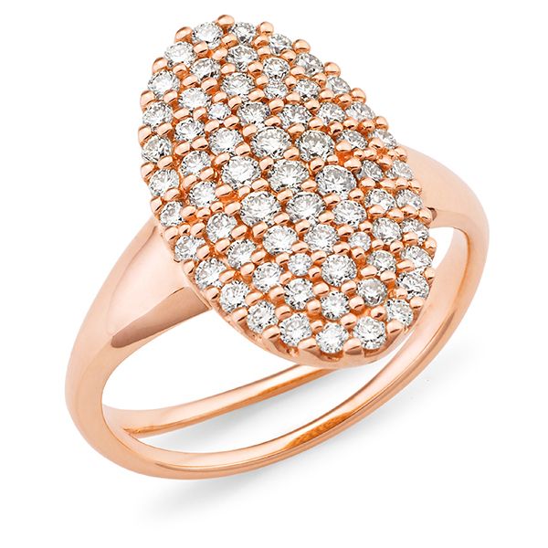 9ct Rose Gold Oval Multi Set Diamond Ring