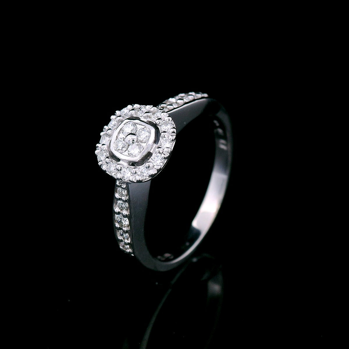 White Gold Diamond Set Halo Engagement Ring
