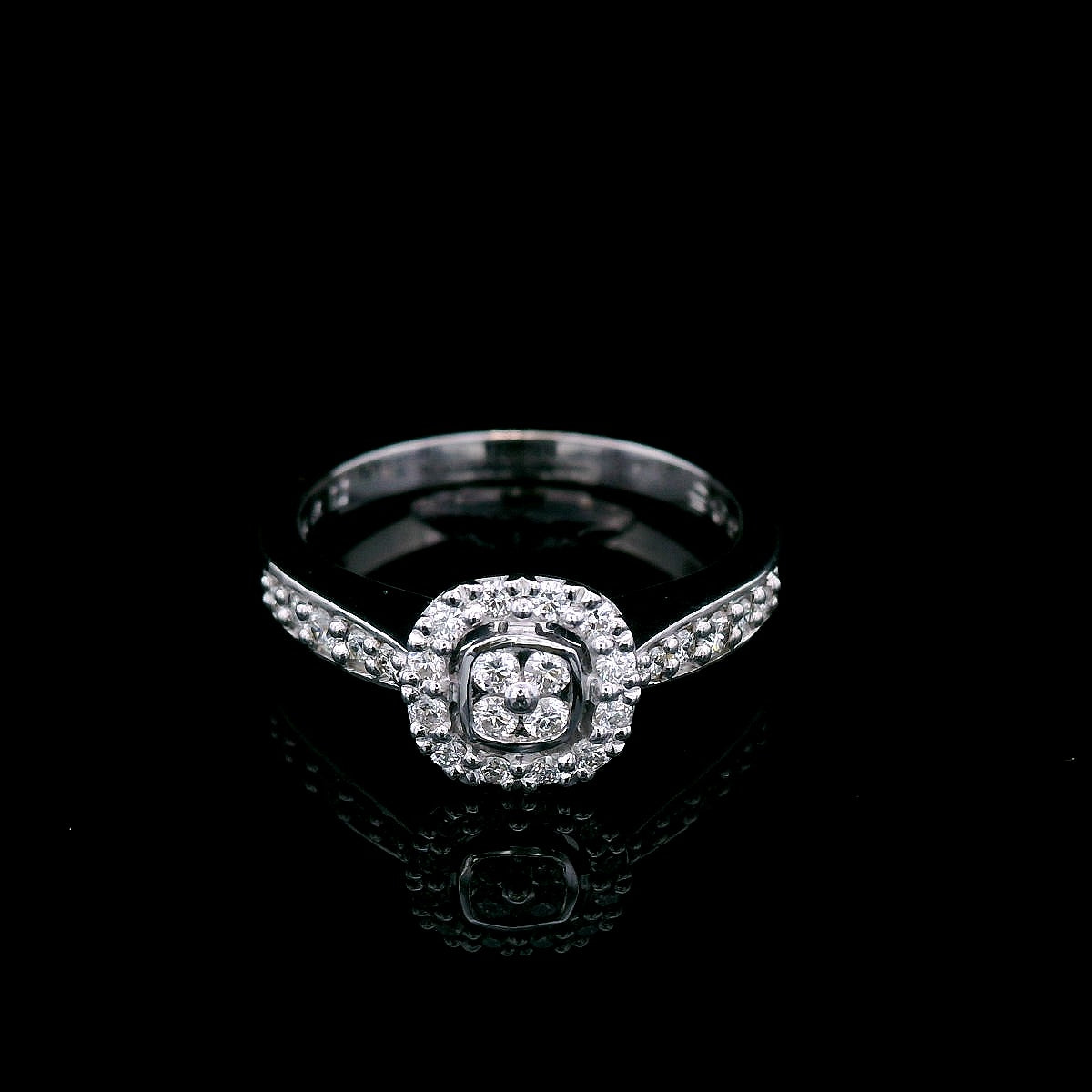 White Gold Diamond Set Halo Engagement Ring
