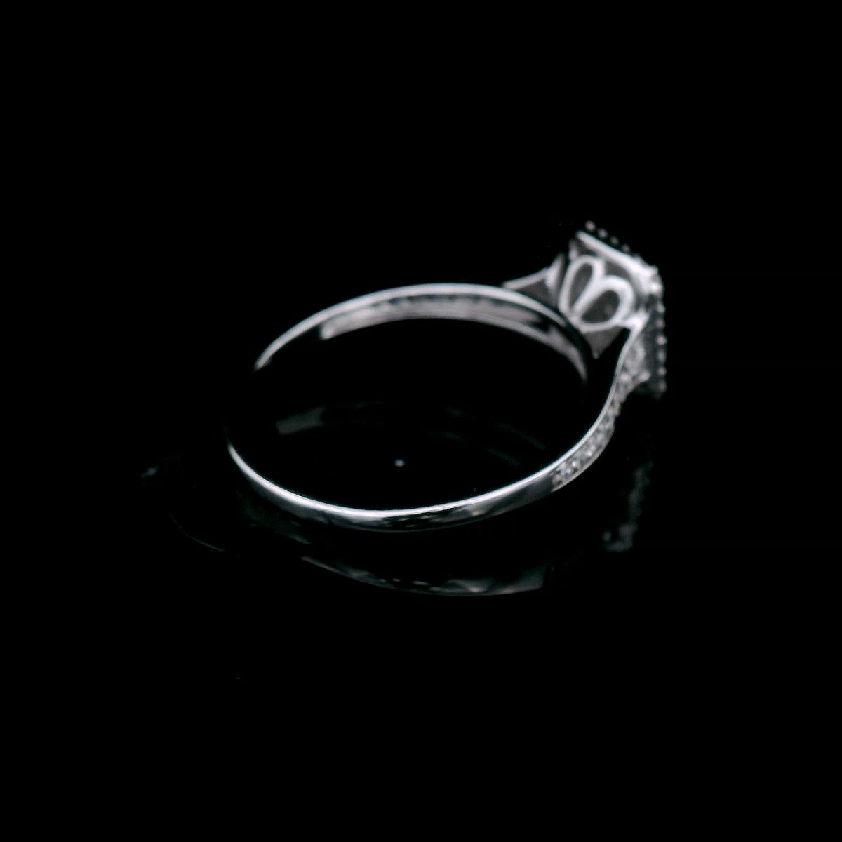 9ct White Gold Diamond Rectangle Halo Ring