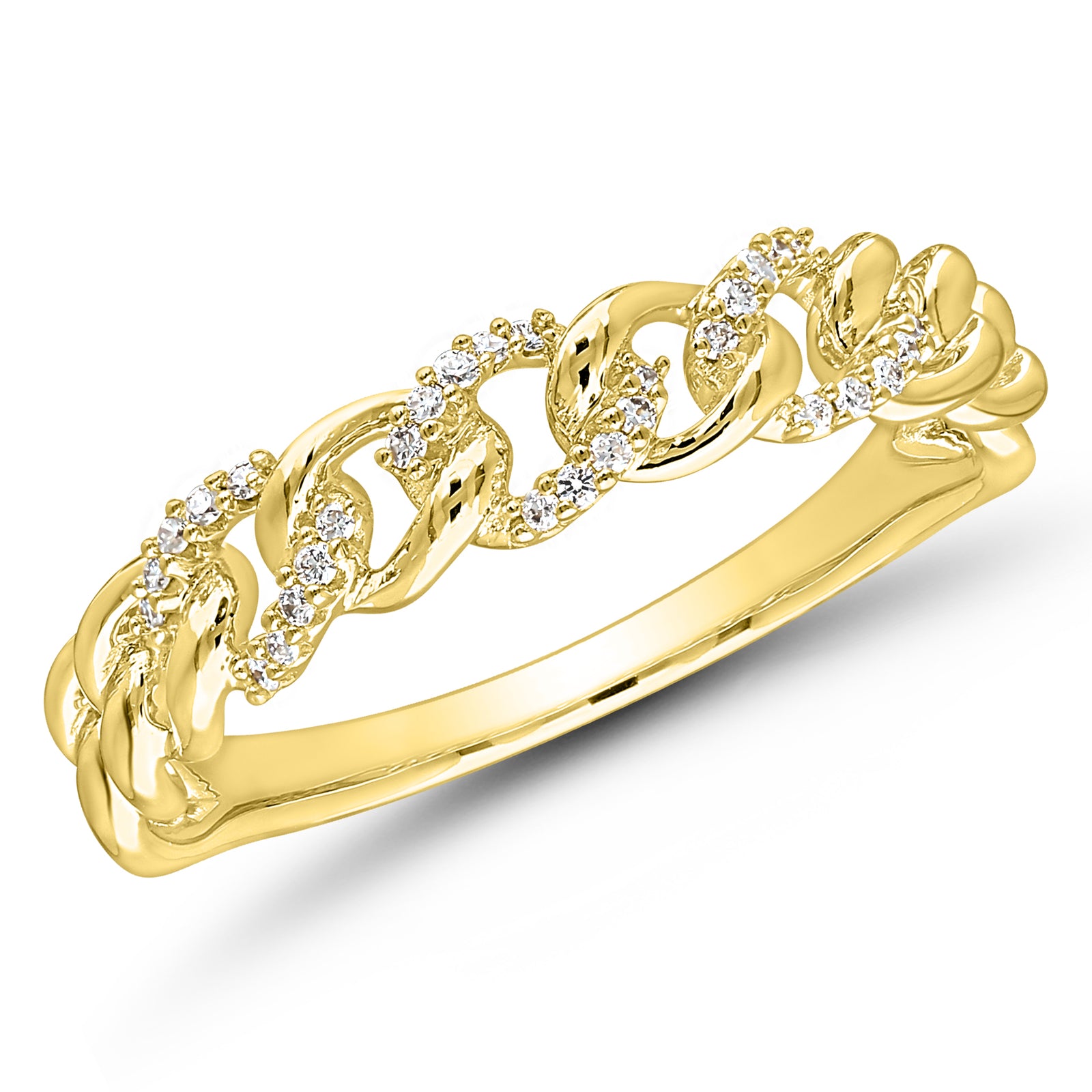Chain Link Diamond Ring in 9 Carat Yellow Gold