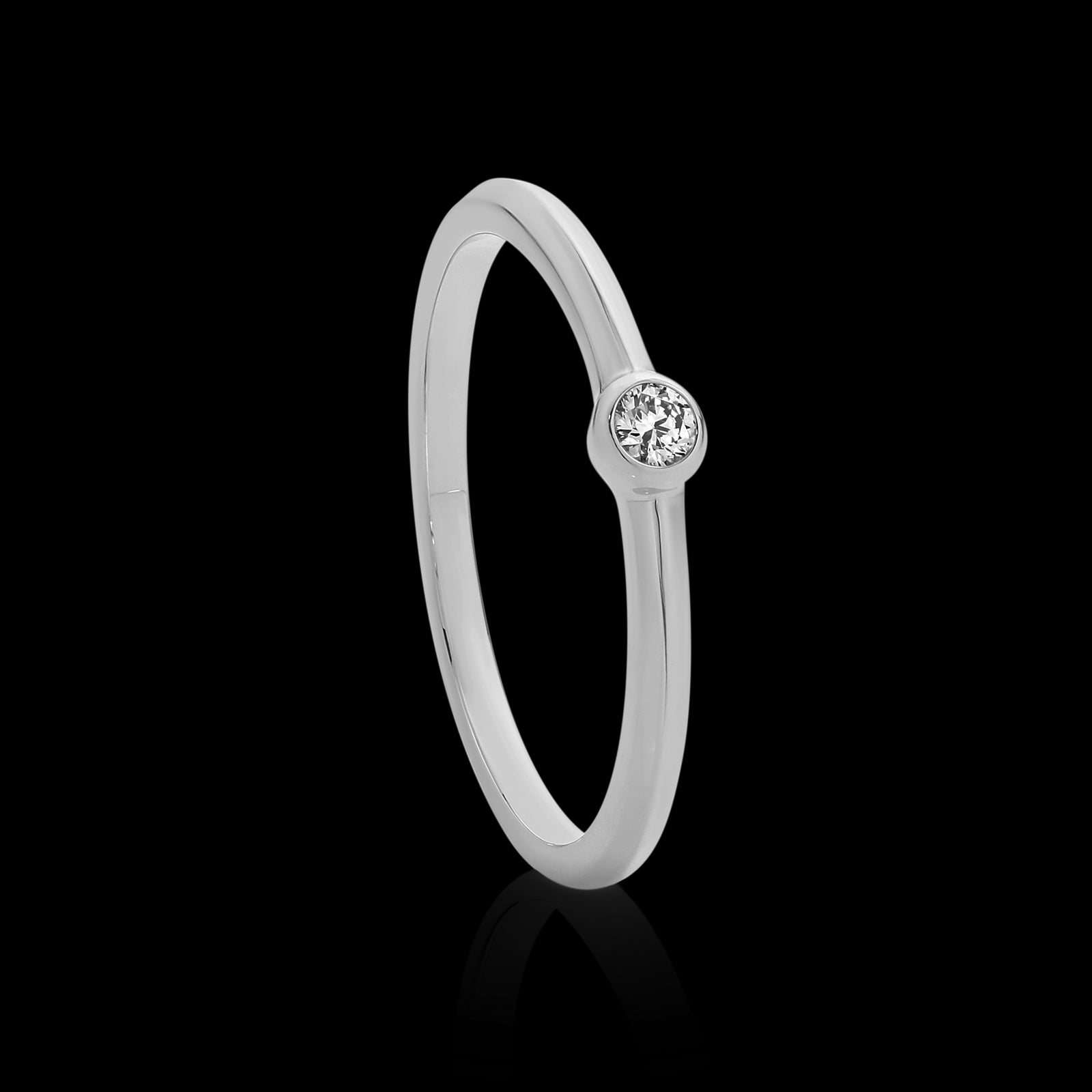 Bezel Set Diamond Dress Ring in 9ct White Gold