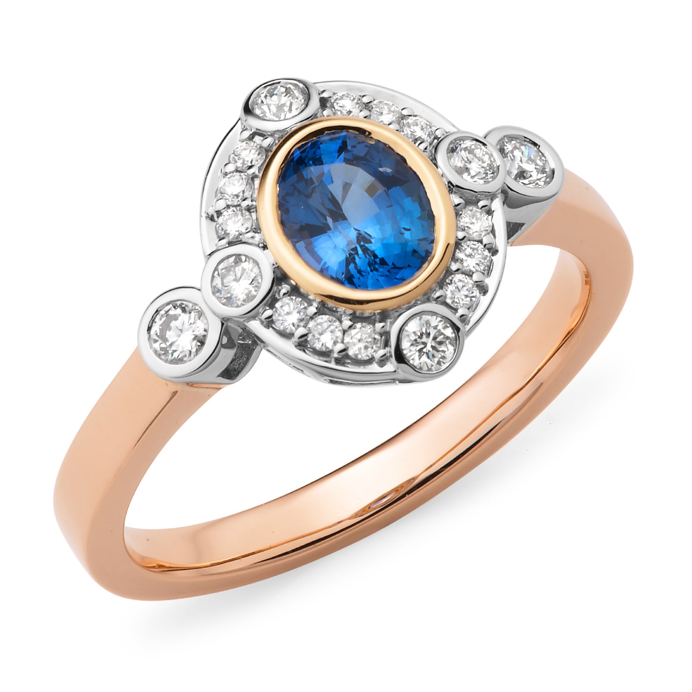 Ceylon Sapphire & Diamond Dress Ring in 18 carat Rose & White Gold