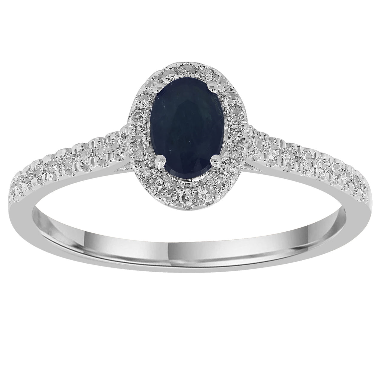 Oval Sapphire and Diamond Ring in 9 Carat White Gold.