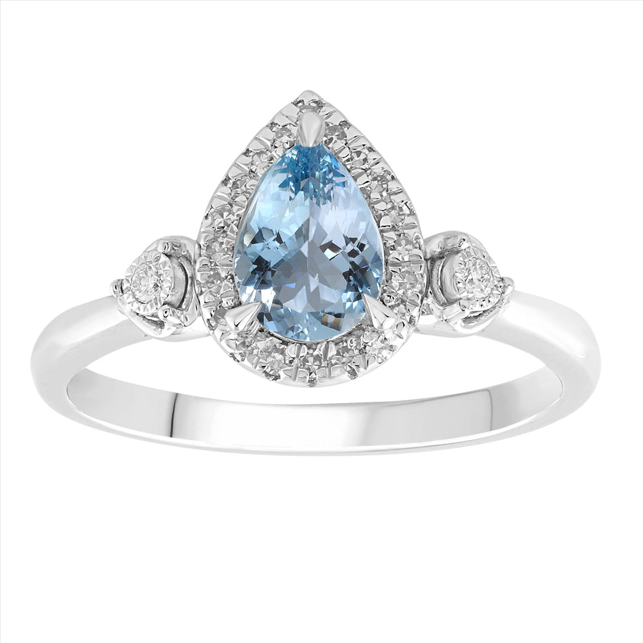 White Gold Aquamarine and Diamond Ring