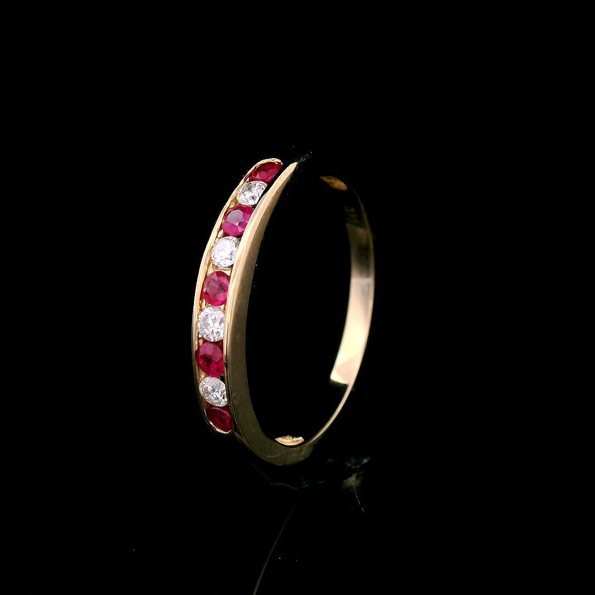 Natural Ruby And Diamond Dress Ring Set In 9 Carat Yellow Gold