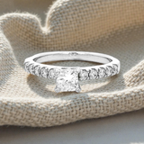 18ct Diamond Bead Set Shoulder Stone Engagement Ring