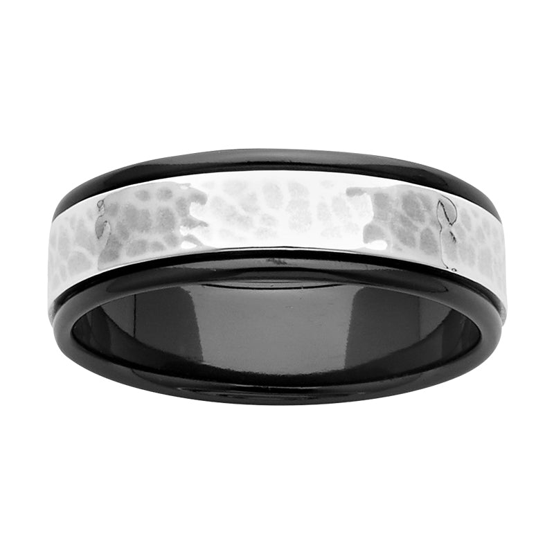 Gents Zirconium Wedding Band Sterling Silver