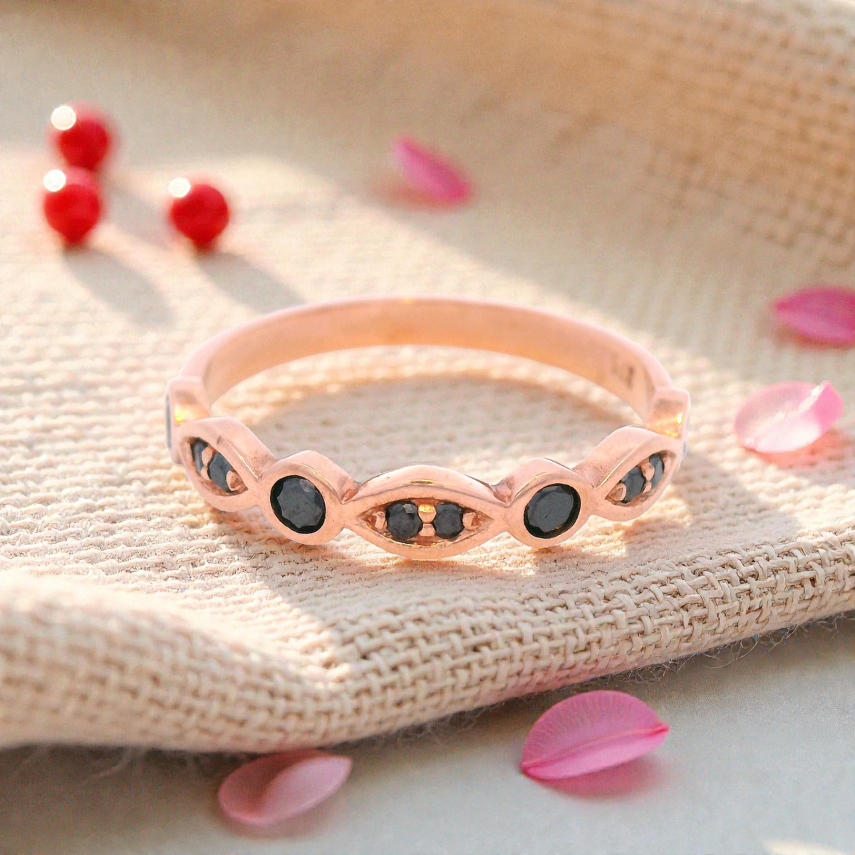 Black Diamond Bezel Set in Rose Gold