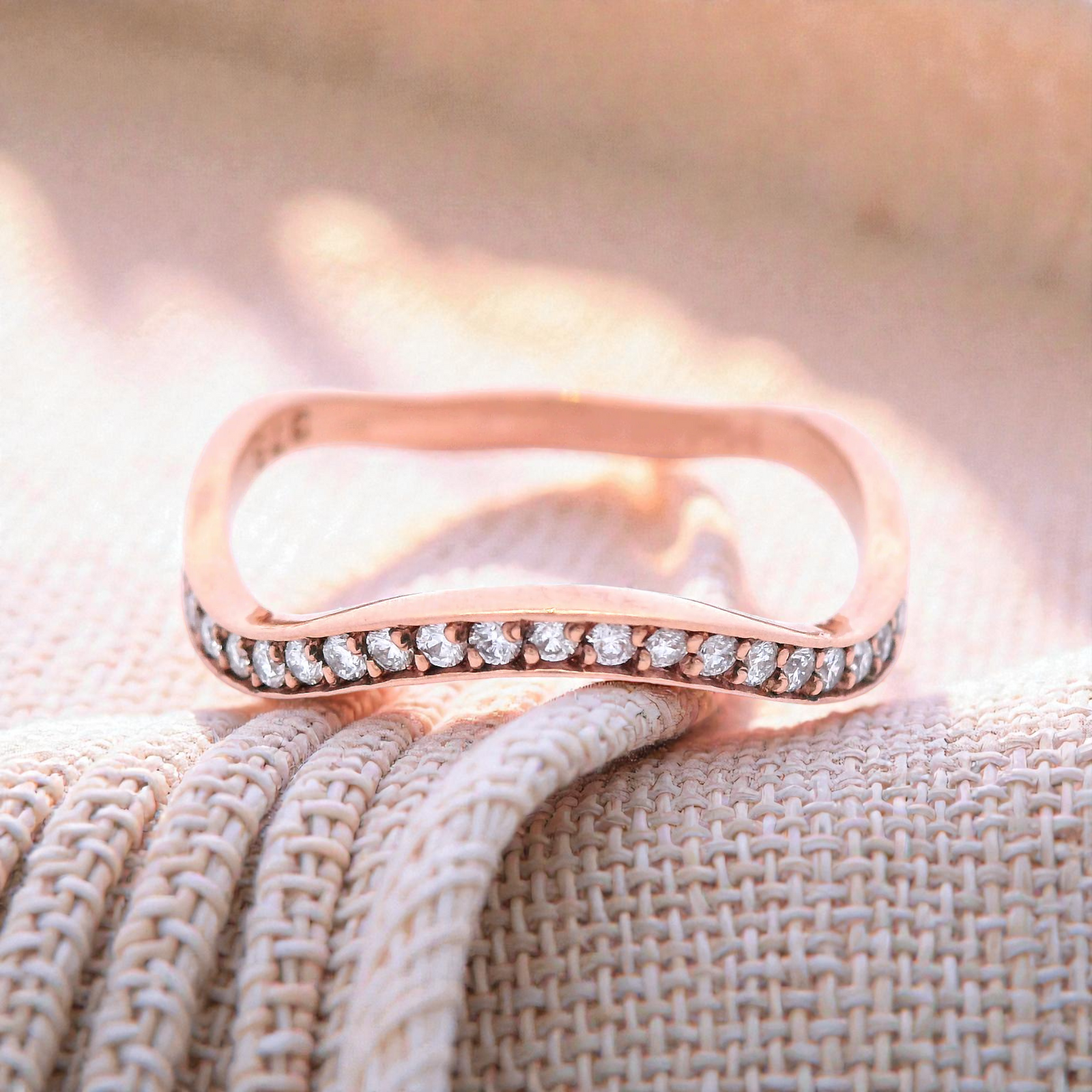 Diamond Set Wave Ring in Rose Gold