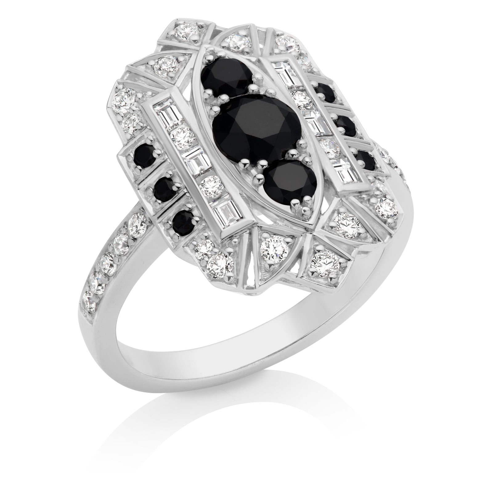 Art Deco Style Black & White Diamond Set Dress Ring