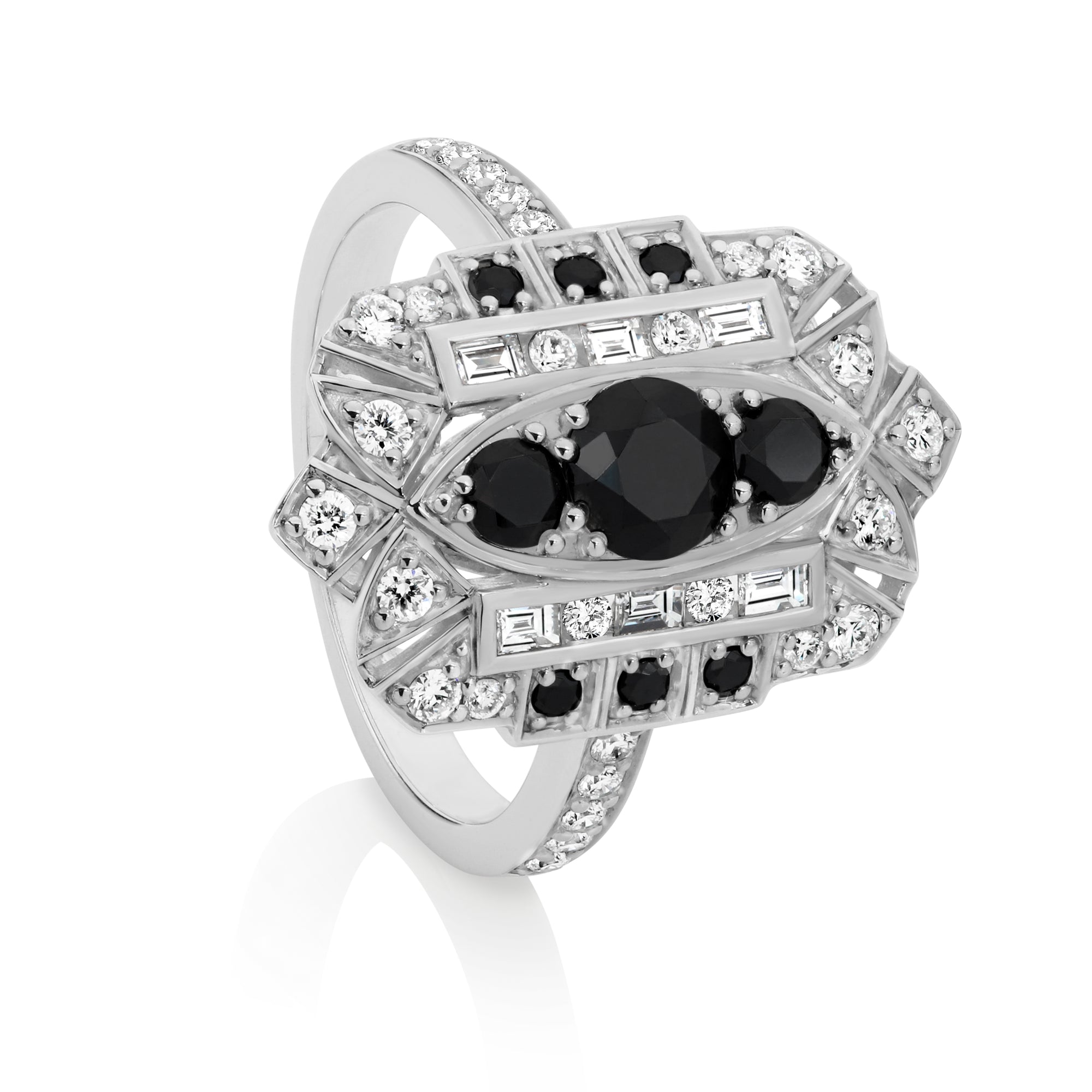 Art Deco Style Black & White Diamond Set Dress Ring