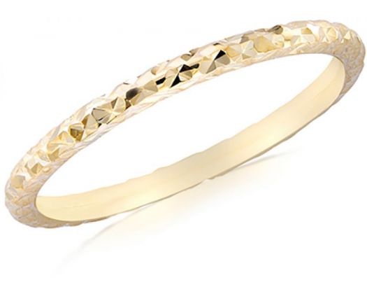 Yellow Gold Solid Diamond Cut Stacker Ring Size L
