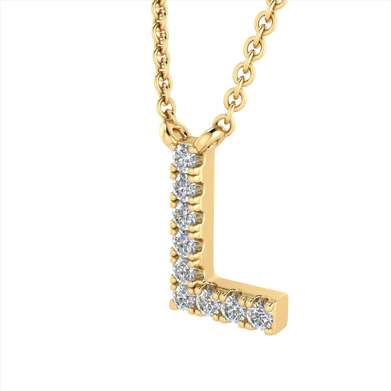 Diamond Set "L" Initial Necklace in 9 carat Yellow Gold