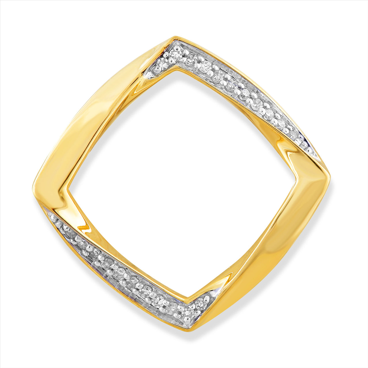 9 Carat Yellow Gold Diamond Square Pendant