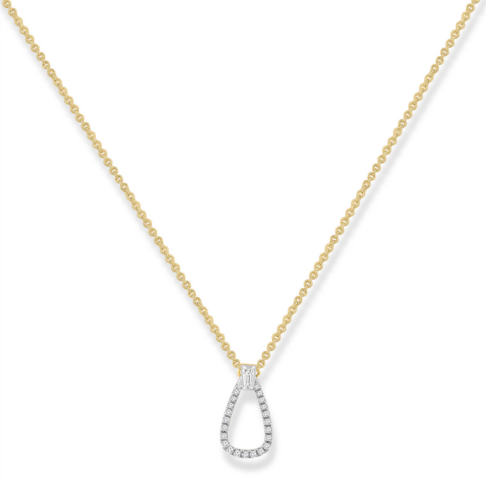 Diamond Set Teardrop Style Necklace in 9ct Gold