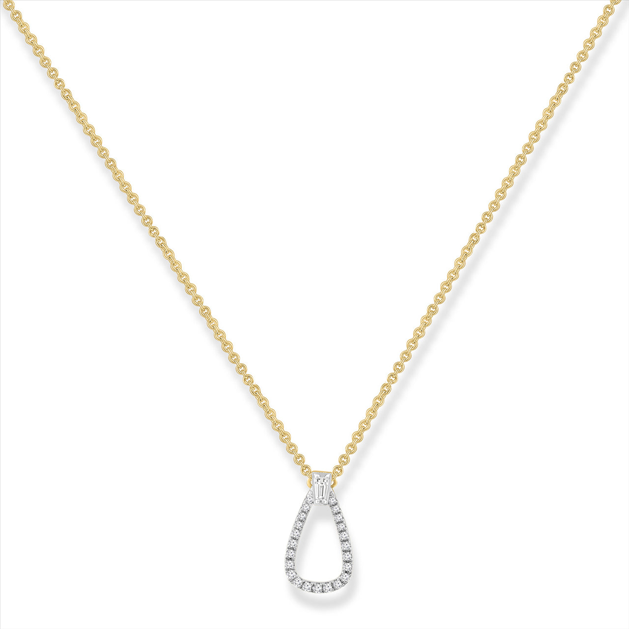 Diamond Set Teardrop Style Necklace in 9ct Gold