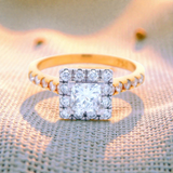 Princess Cut Diamond Cluster Engagement Ring
