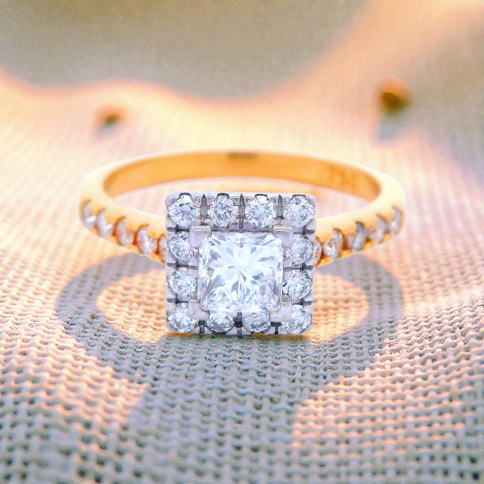 Princess Cut Diamond Cluster Engagement Ring