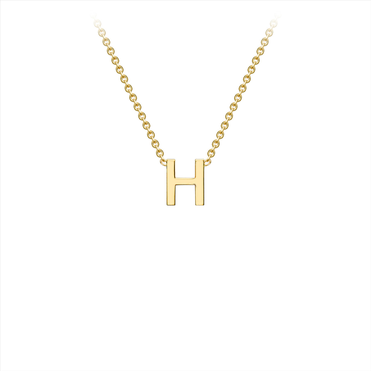 9ct Yellow Gold Petite Initial Necklace - H