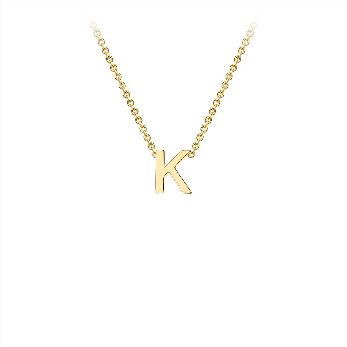 9ct Yellow Gold Petite Initial Necklace - K