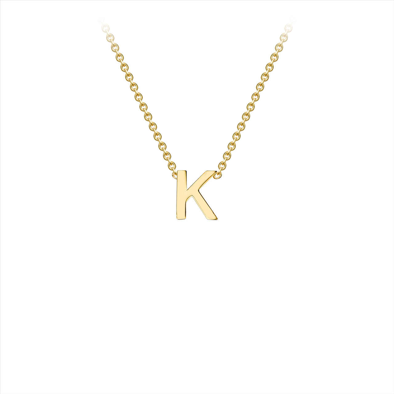 9ct Yellow Gold Petite Initial Necklace - K