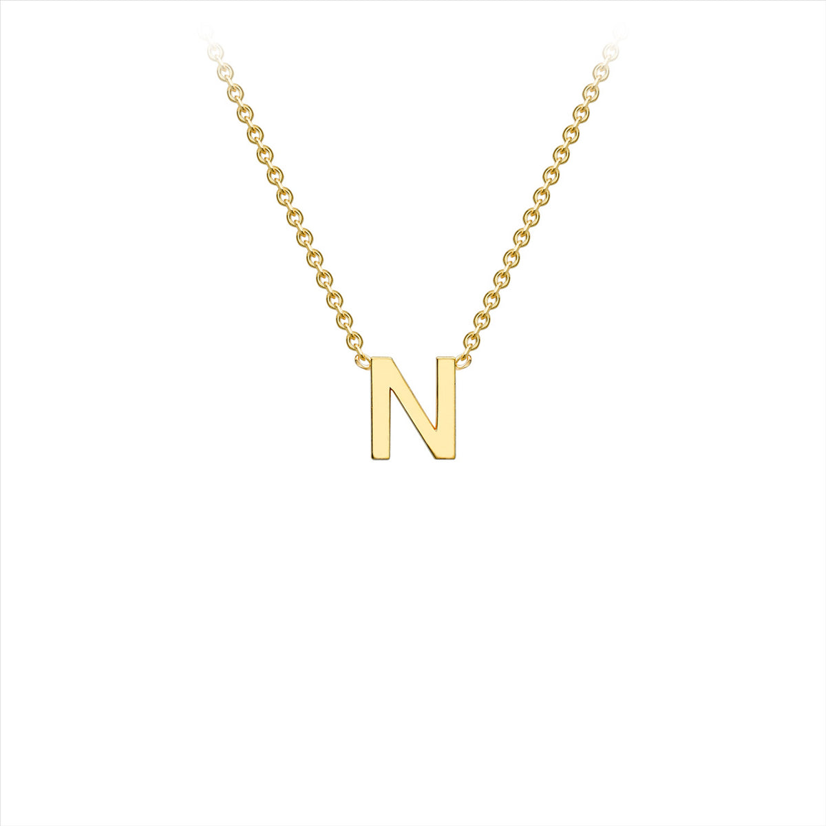 9ct Yellow Gold Petite Initial Necklace - N