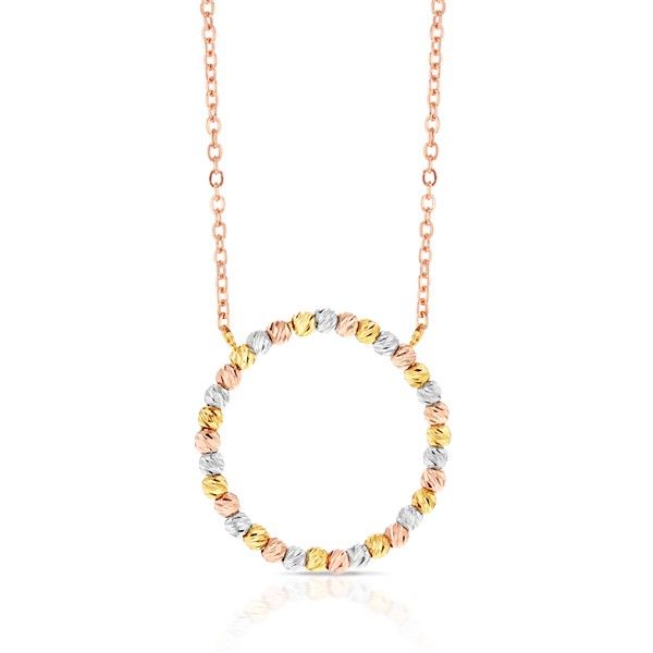 9ct Yellow, White and Rose Gold Plated Circle Pendant