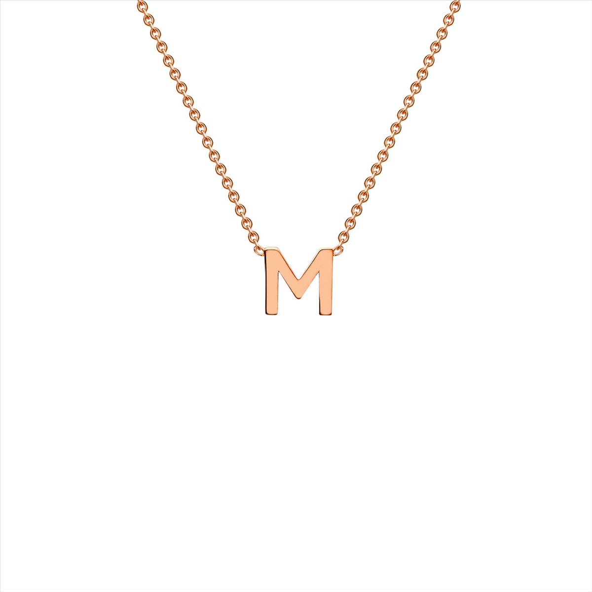 9ct Rose Gold Petite Initial Necklace - M