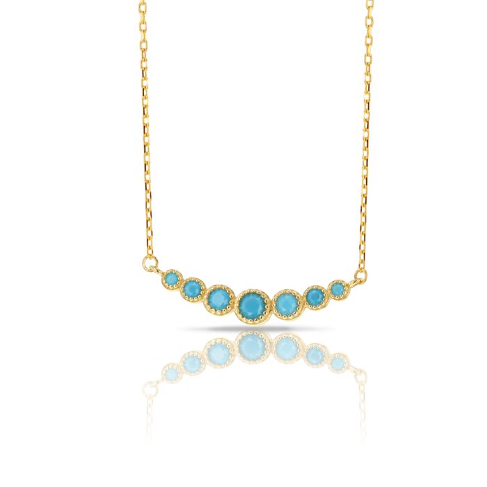 9 Carat Yellow Gold Graduated Turquoise Necklace