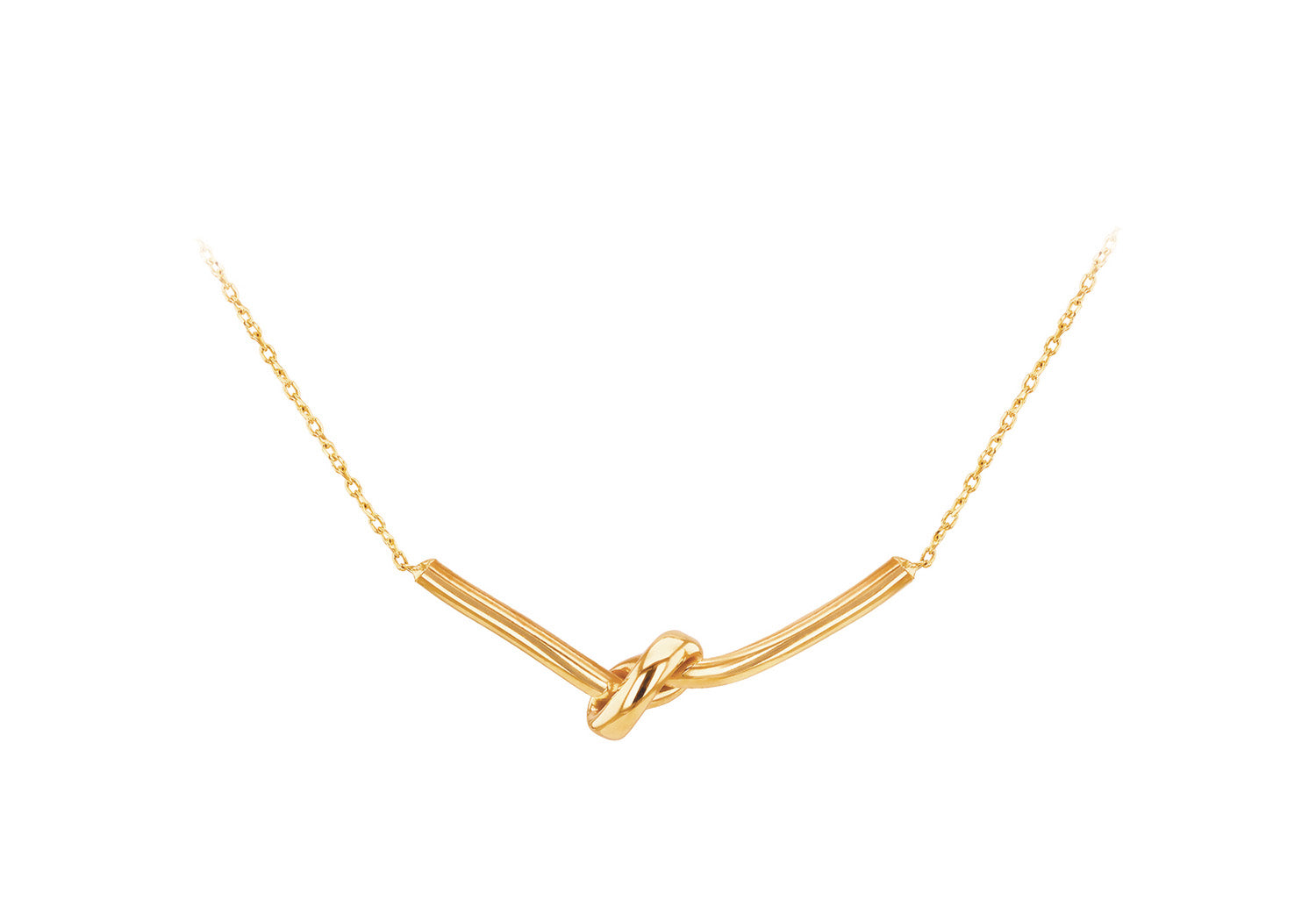 Knotted Bar Necklace in 9ct Yellow Gold