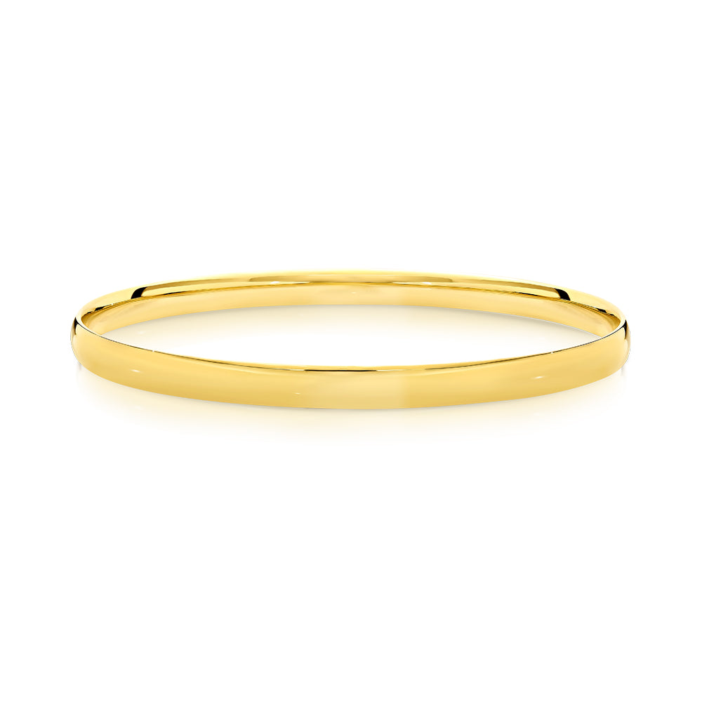 Half Round Oval Bangle in 9 Carat Yellow Gold