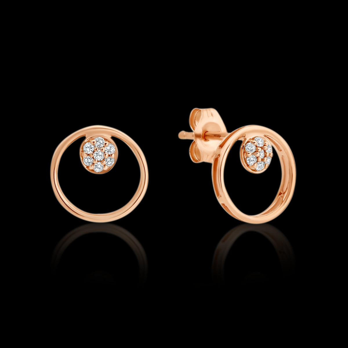 9ct Rose Gold Diamond Circle Earrings