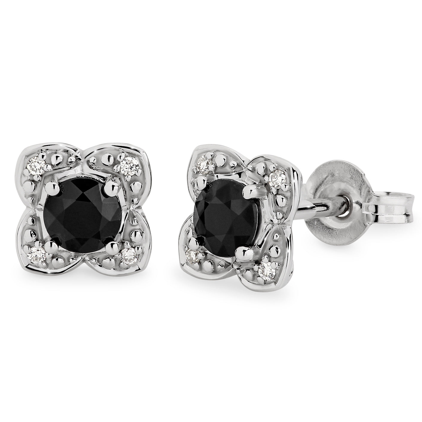 Sapphire & Diamond Claw Bead Set Coloured Stone Earrings