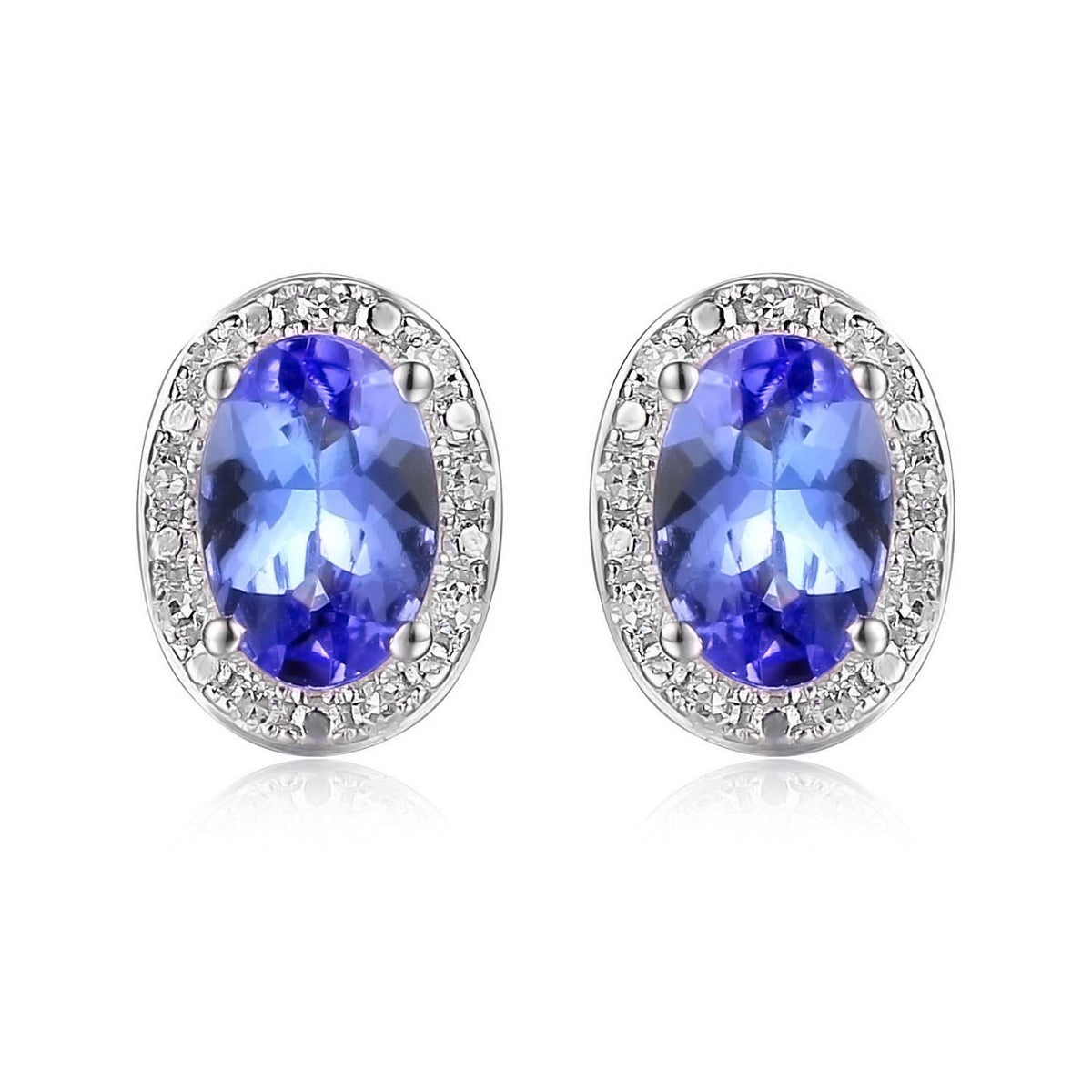 Tanzanite And Diamond Studs In White Gold