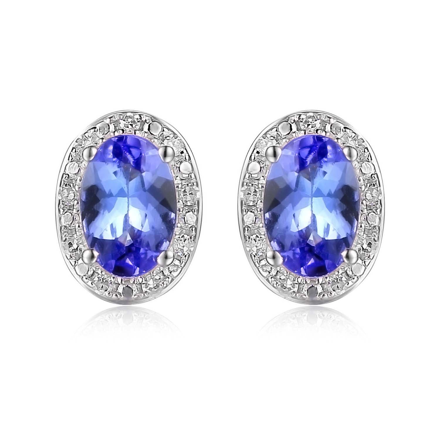 Tanzanite And Diamond Studs In White Gold