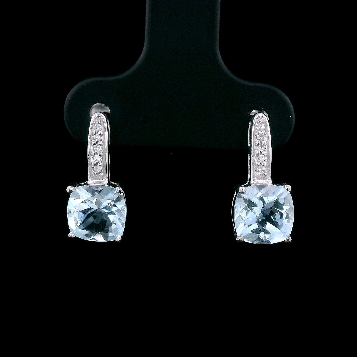 9 Carat White Gold Aquamarine &amp; Diamond Earrings