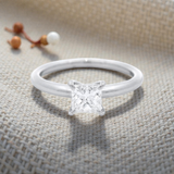 Princess Cut Solid Diamond Engagement Ring in White Gold