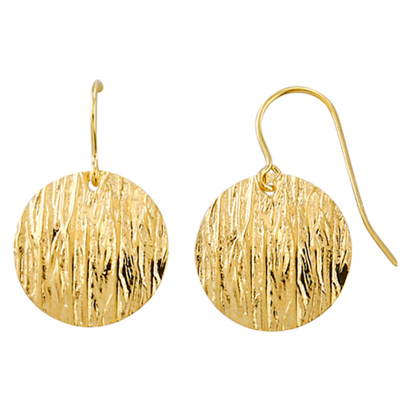 Bark Textured Disc Drop Earrings